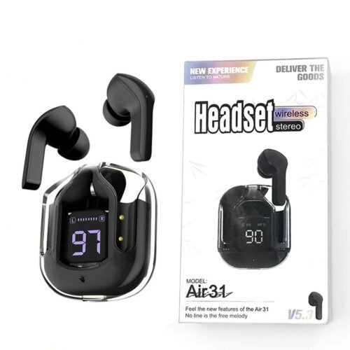 Air 31 TWS Original Transparent Earbuds Bluetooth 5.3v Black 1