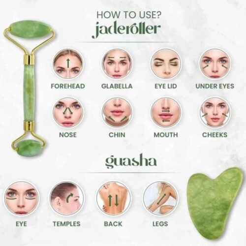 Jade Roller & Gua Sha Set For Facial 4