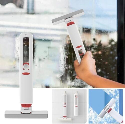 Portable Mini Cotton Mop – Self-Squeeze Mop for Small Spaces, Kitchen & Mirror Cleaning - Wet & Dry Desktop & Glass Mop (Includes 2 Cotton Heads + 1 Handle)