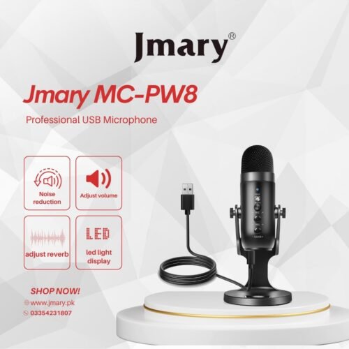 Jmary MC-PW9 RGB Professional USB Microphone for Podcasting with Noise Reduction