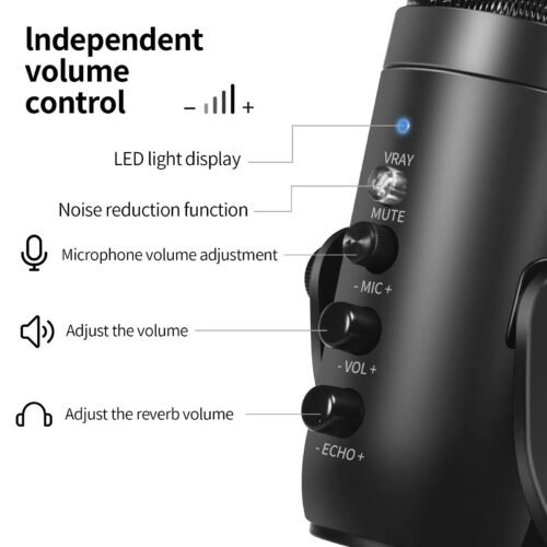 Jmary MC-PW8 Professional USB Microphone with Noise Reduction for Podcasting