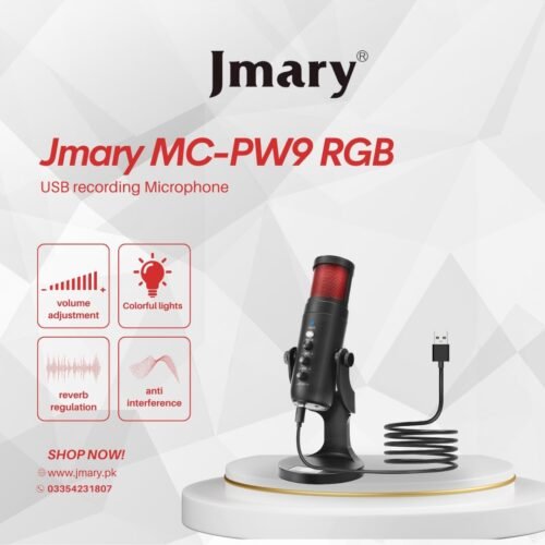 Jmary MC-PW9 RGB Professional USB Microphone for Podcasting with Noise Reduction