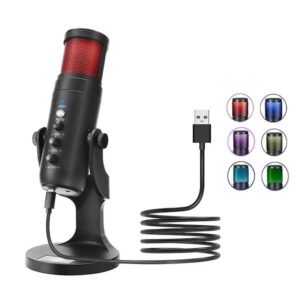 Jmary MC-PW9 RGB Professional USB Microphone for Podcasting with Noise Reduction