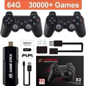 X2 64GB Plus Retro 3D Game Stick with 32,000+ Games, 4K HD Output with 2 Wireless Controllers