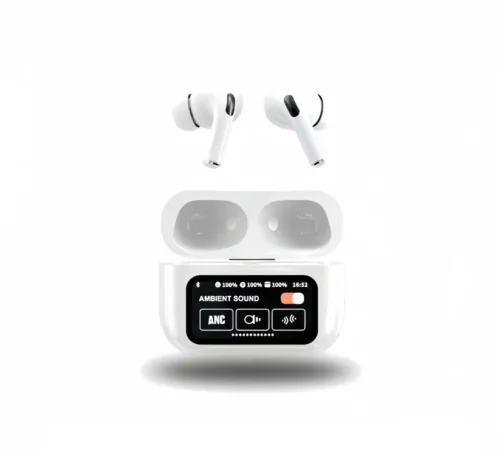 A9 Pro App ANC/ENC Display Wireless Earbuds – Touch Control, BT 5.4, ZWSVIBE App (White)