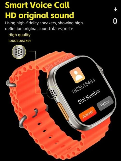 TS8 Ultra Series 8 Smartwatch – Bluetooth Calling, Heart Rate Monitor & Sport Tracking (Orange)