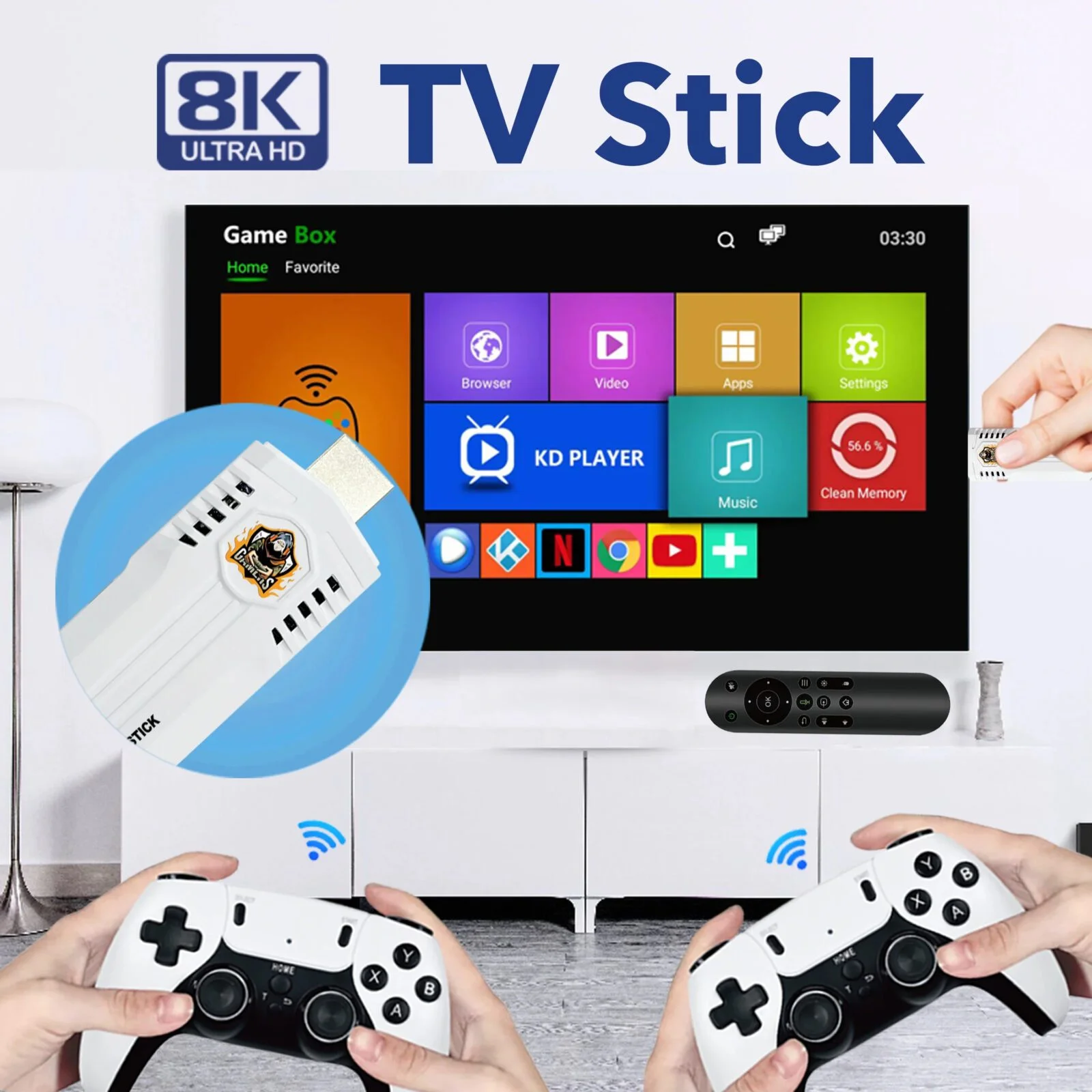 K8 Pro 40000+ Games 8K Wireless Game Console Stick with Android 12.1